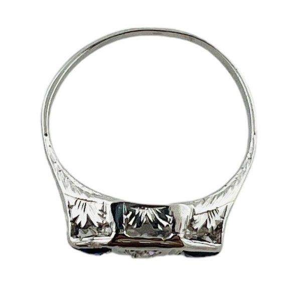 14K White Gold Diamond Lab Created Sapphire Filigree Ring 4.75 #15675 - Picture 5 of 9